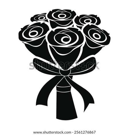 Vector graphic of a simple rose bouquet tied with ribbon