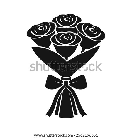 Vector graphic of a simple rose bouquet tied with ribbon