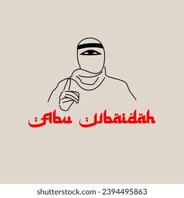 Vector graphic of a simple sketch illustration of the Abu Ubaidah fighter. This vector is perfect for backgrounds, wallpapers, icons, stickers, t-shirt designs, decorations and covers