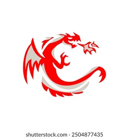 Vector graphic of Single Dragon Logo Design on white background. This vector is perfect for company logos, templates, t-shirt designs, wallpaper stickers, banners, business, branding etc.
