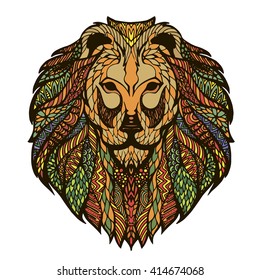 vector graphic sketch of a lion's head isolated on a white background. Doodle stylized silhouette of a lioness
