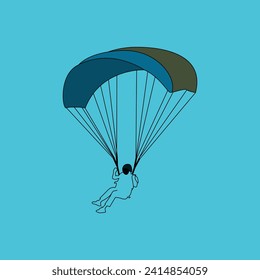 Gráfico vectorial de la ilustración Skydiver, ilustración vectorial de silueta paracaidista. Este vector es perfecto para banners, fondos, plantillas, pegatinas, diseños de camisetas, etc.