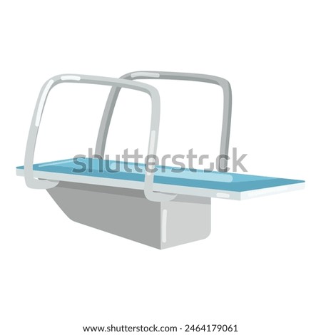 Vector graphic of a sleek, contemporary diving board over a pool, isolated on white