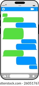 Vector graphic of smartphone with open messenger app with blank dialogue. Illustration made March 30th, 2025, Zurich, Switzerland.