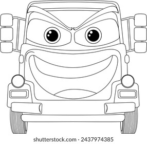 Vector gráfico de un camión animado sonriente
