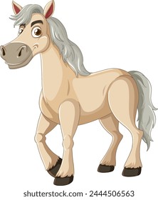 Vector gráfico de un caballo beige sonriente