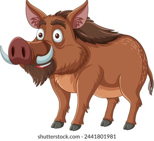 Vector graphic of a smiling, friendly wild boar
