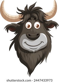 Vector graphic of a smiling, friendly yak character