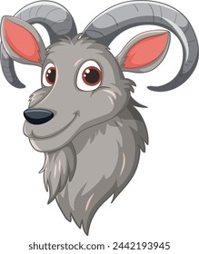 Vector graphic of a smiling grey mountain goat