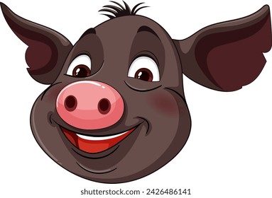 Vector graphic of a smiling pig with big ears