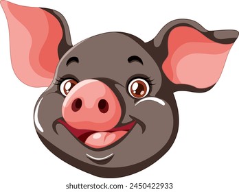 Vector graphic of a smiling pig's face