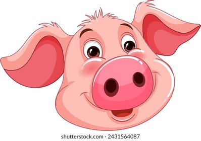 Gráfico vectorial de una cara de cerdo rosa sonriente