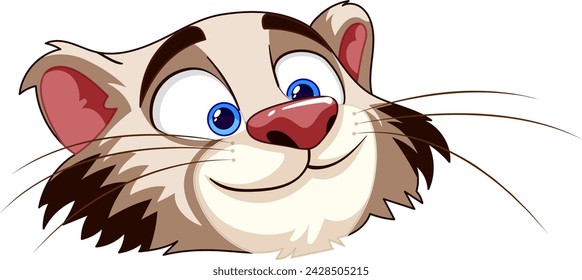 Vector graphic of a smiling, playful weasel character