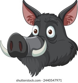 Vector graphic of a smiling, stylized boar character