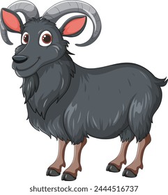 Vector graphic of a smiling, stylized goat