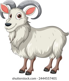 Vector graphic of a smiling, stylized mountain goat.