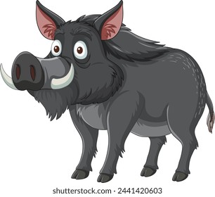 Vector graphic of a smiling, stylized warthog