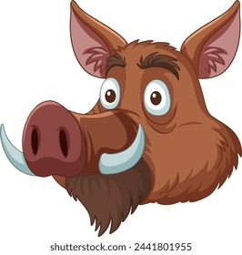 Vector graphic of a smiling wild boar head
