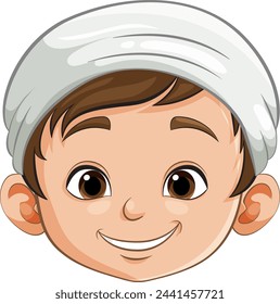 Vektorgrafik eines lächelnden Jungen mit Hut.