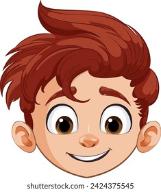 Vector graphic of a smiling young boy's face