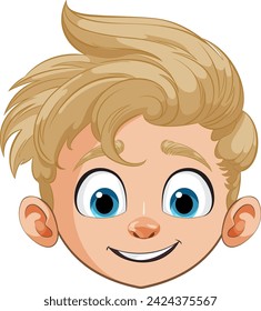 Vector graphic of a smiling young boy's face