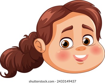 Vector graphic of a smiling young girl's face