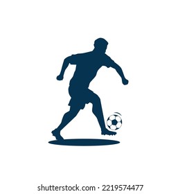 vector graphic of soccer player silhouette isolated on white background.