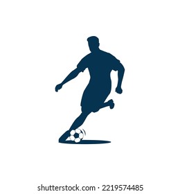 vector graphic of soccer player silhouette isolated on white background.