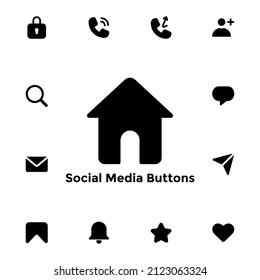 Vector Graphic of Social Media Buttons with Solid Style. Good for user interface, new application, etc.