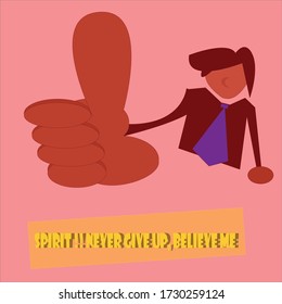 vector graphic of  someone showing his thumb to say don't give up and stay confident