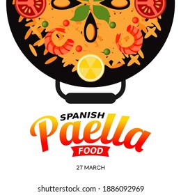 vector graphic of Spanish paella food good for Spanish paella food celebration. flat design. flyer design.flat illustration.