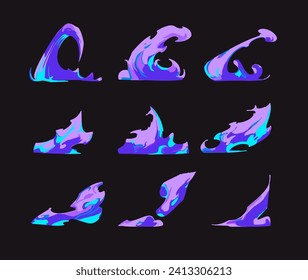 Vector graphic of splash of blue liquid or smoke, perfect for animation design, illustration, carton, anime, CG game art, tactical design, etc.