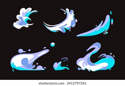 Vector graphic of splash of blue liquid or smoke, perfect for animation design, illustration, carton, anime, CG game art, tactical design, etc.