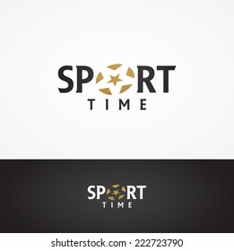 Vector graphic SPORT text symbol with stylized star in positive and negative