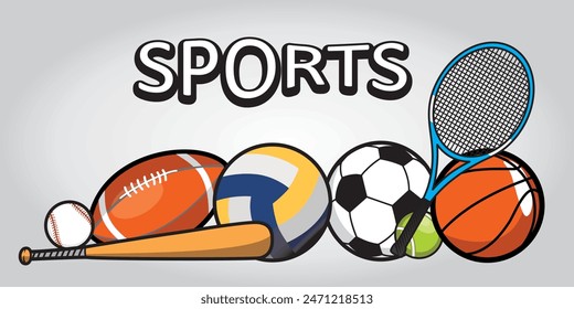 Vector graphic sports balls and equipment