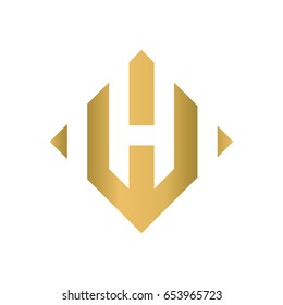 Vector graphic square alphabet symbol with striped letter / Letter H