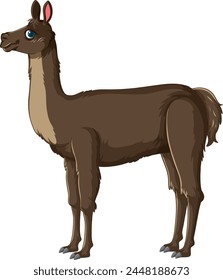 Vector graphic of a standing brown llama