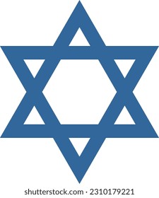 Vector graphic of the star of David, symbol of Jewish identity and Judaism