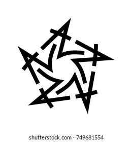 Vector graphic star logo. Black vector star made of letters A. Abstract symbol design