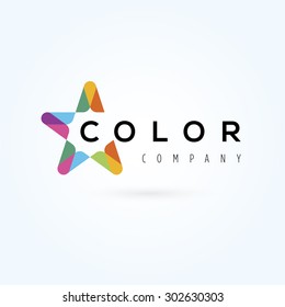 Vector graphic star symbol with sample text for your company in vibrant colors