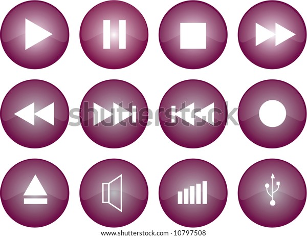 Vector Graphic Stereo Buttons Purple Glaze Stock Vector (Royalty Free ...