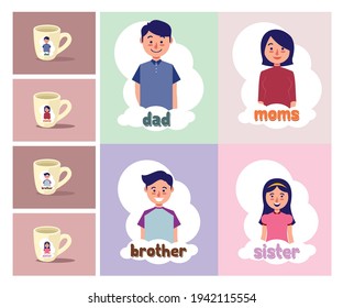 vector graphic sticker mockup illustration for mug printing, can be used for design on clothes, mugs, stickers etc.