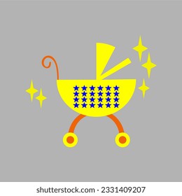 Vector graphic of Stoller baby cute icon illustration in trendy flat style isolated on color background. Baby symbol for your design, logo, UI. Vector illustration, EPS10. Monochrome style, etc.