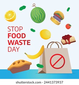 Gráfico vectorial de Stop Food Waste Day ideal para la celebración de Stop Food Waste Day.