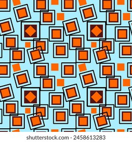 Vector graphic style, colorful geometric shapes on a blue background. seamless pattern Used for wallpaper, gift wrapping paper, textiles.
