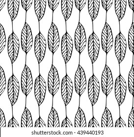 Vector. Graphic stylized decorative seamless pattern with leaves on white background. Template for design textile, backgrounds, wrappers, package 