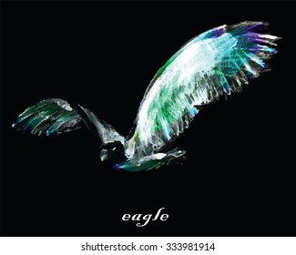 Vector graphic stylized image of eagle on black background