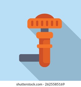 Vector graphic of a stylized orange pipe wrench on a blue background, perfect for diy themes