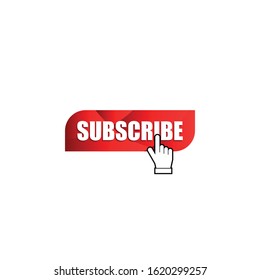 vector graphic of subscribe red button with hand pointer. perfect for video or social media banner or button template.