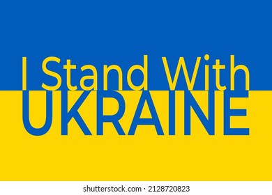 Vector graphic of support for ukraine on ukraine flag. Russia Ukraine crisis.